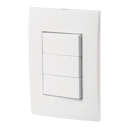 Placa armada 3 interruptores sencillos, línea Oslo, blanco PA-APTR-OB
