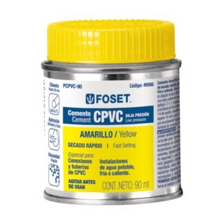 Cemento para CPVC en bote de 90 ml, baja presión, Foset PCPVC-90