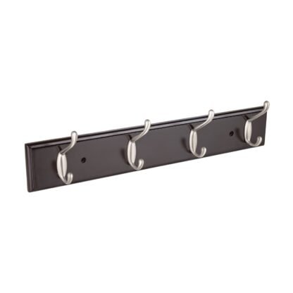 Perchero negro para pared con 4 ganchos satinados, Hermex PEPU-44