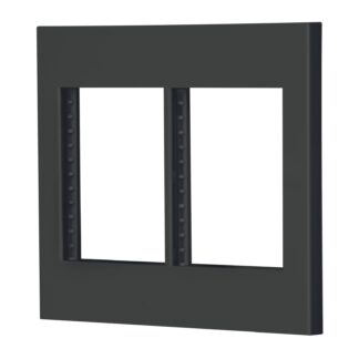 Placa 2 ventanas, 6 módulos, línea Española, color negro PP6M-EN