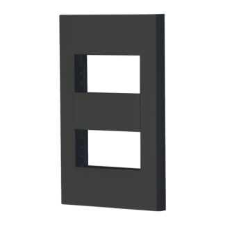 Placa 2 ventanas, 1 módulo, línea Española, color negro PPDO-EN