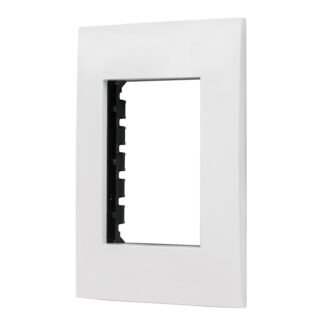 Placa 3 módulos de ABS, línea Oslo, color blanco, Volteck PPTR-OB