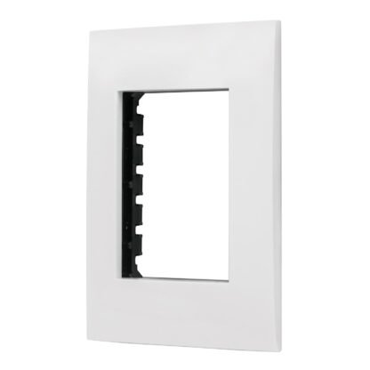 Placa 3 módulos de ABS, línea Oslo, color blanco, Volteck PPTR-OB