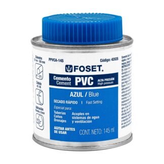 Cemento azul para PVC en bote de 145 ml, alta presión, Foset PPVCA-145