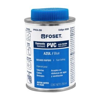 Cemento azul para PVC en bote de 250 ml, alta presión, Foset PPVCA-250