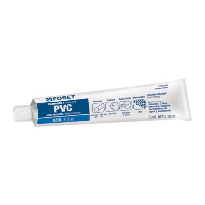 Cemento azul para PVC en tubo de 50 ml, alta presión, Foset PPVCA-50