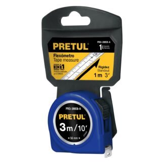 Flexómetro azul 3 m cinta 13 mm, en tarjeta, Pretul PRO-3MEB-A