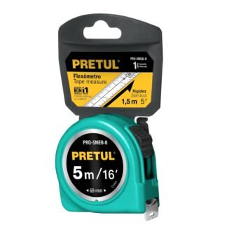 Flexómetro verde 5 m cinta 19 mm, en tarjeta, Pretul PRO-5MEB-R