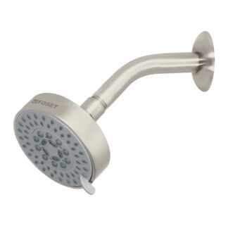 Regadera satín 4'con 5 funciones, con brazo, Foset R-202N
