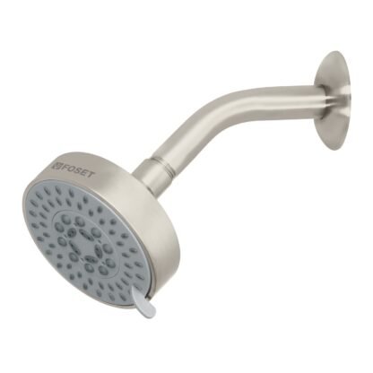 Regadera satín 4'con 5 funciones, con brazo, Foset R-202N