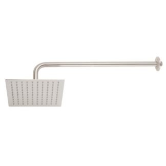 Regadera satín 8' plato cuadrado delgado con brazo, Foset R-308N