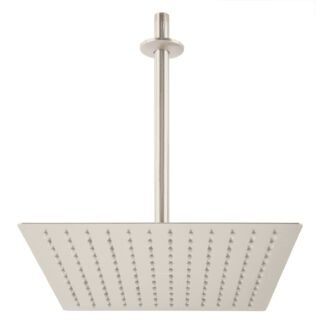 Regadera satín 12' plato cuadrado delgado con brazo, Foset R-312N