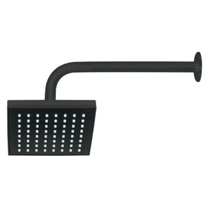 Regadera cuadrada 6' acabado negro mate con brazo, Foset R-404M