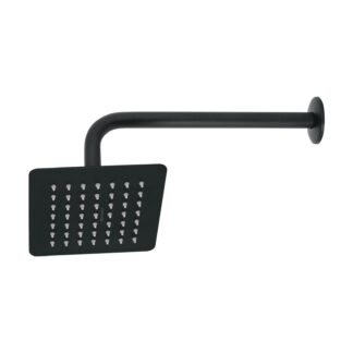 Regadera cuadrada 6', acero inox, con brazo, negro, Túbig R-414M