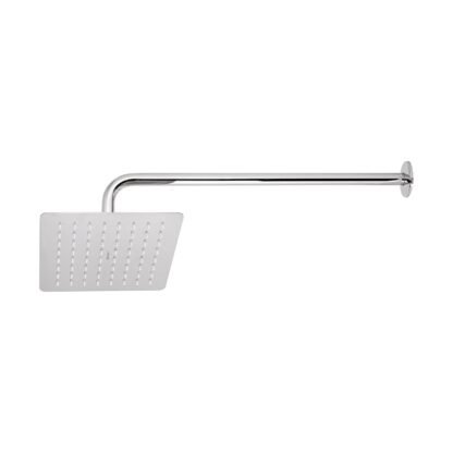Regadera cuadrada 8', acero inox, con brazo, cromo, Túbig R-415