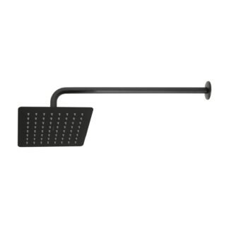 Regadera cuadrada 8', acero inox, con brazo, negro, Túbig R-415M