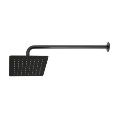Regadera cuadrada 8', acero inox, con brazo, negro, Túbig R-415M