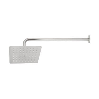 Regadera cuadrada 8', acero inox, con brazo, satín, Túbig R-415N