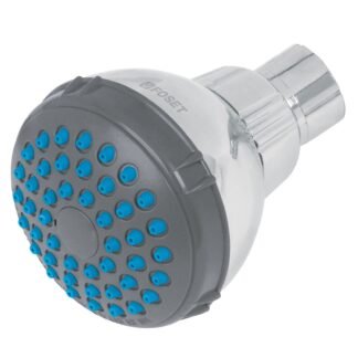 Regadera redonda de ABS 2-1/2' gris-cromo sin brazo, Foset R-506S