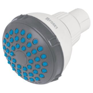 Regadera redonda de ABS 2-1/2' gris-blanca sin brazo, Foset R-516S