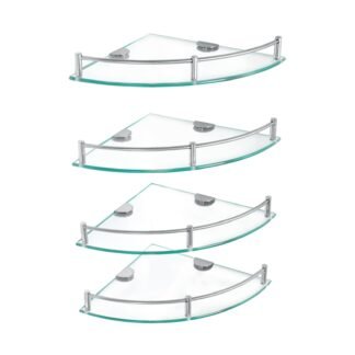 Juego de 4 repisas esquineras de vidrio, Foset RES-4V