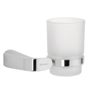 Portavaso cepillero cromo con vaso de vidrio, Foset RIA-71