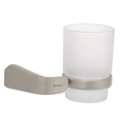 Portavaso cepillero satín con vaso de vidrio, Foset RIA-71N