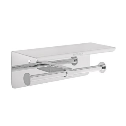 Portarrollo doble en cromo con soporte para celular, Foset RIA-85