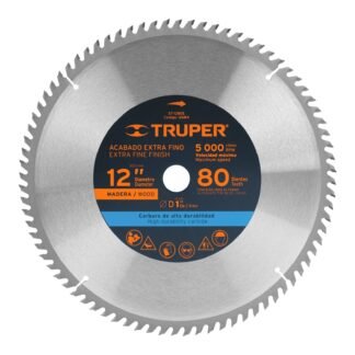 Disco sierra 12' para madera, 80 dientes centro 1', Truper ST-1280E