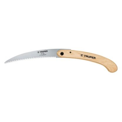 Serrucho plegable 12' hoja curva 6 DPP, mango madera, Truper STP-12PL