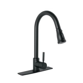 Monomando para fregadero,cuello extraible,negro mate,Tubig TBF-84M