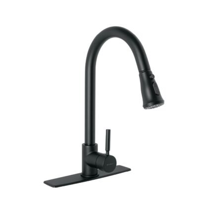 Monomando para fregadero,cuello extraible,negro mate,Tubig TBF-84M