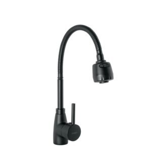 Monomando para fregadero con cuello flexible, negro, Tubig TBF-87M