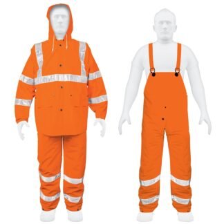 Conjunto impermeable doble capa naranja con reflejante, M TRA-NAR-M